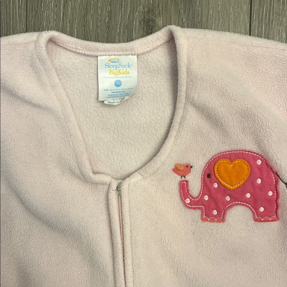 Halo Sleepsack Big Kids Micro Fleece Pink Elephant